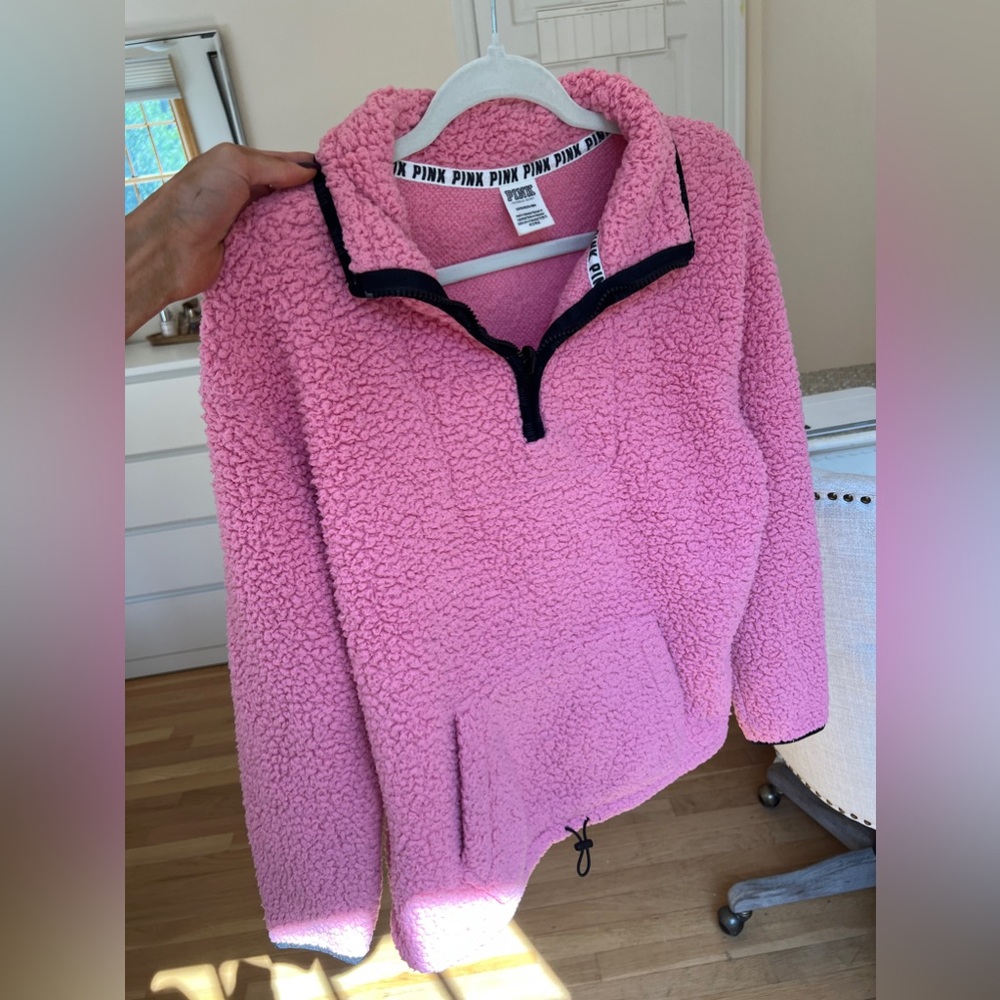 Sherpa Quarter zip Sweatshirt Pink